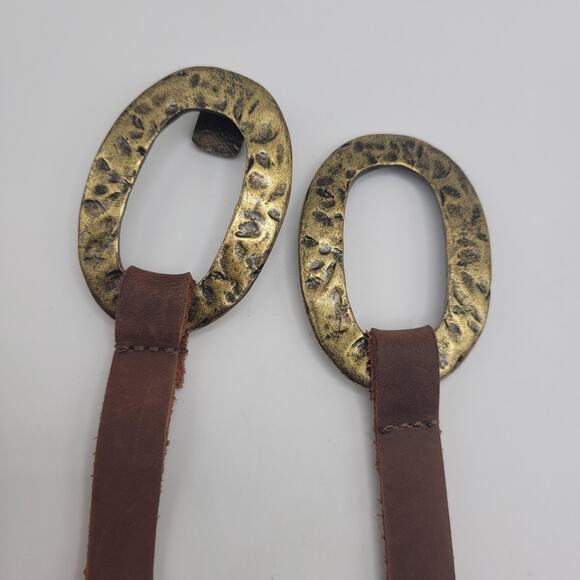 Leatherock Belt‎ Brown Leather Hammered Oval Medallion Boho USA Western Cowgirl main image 5